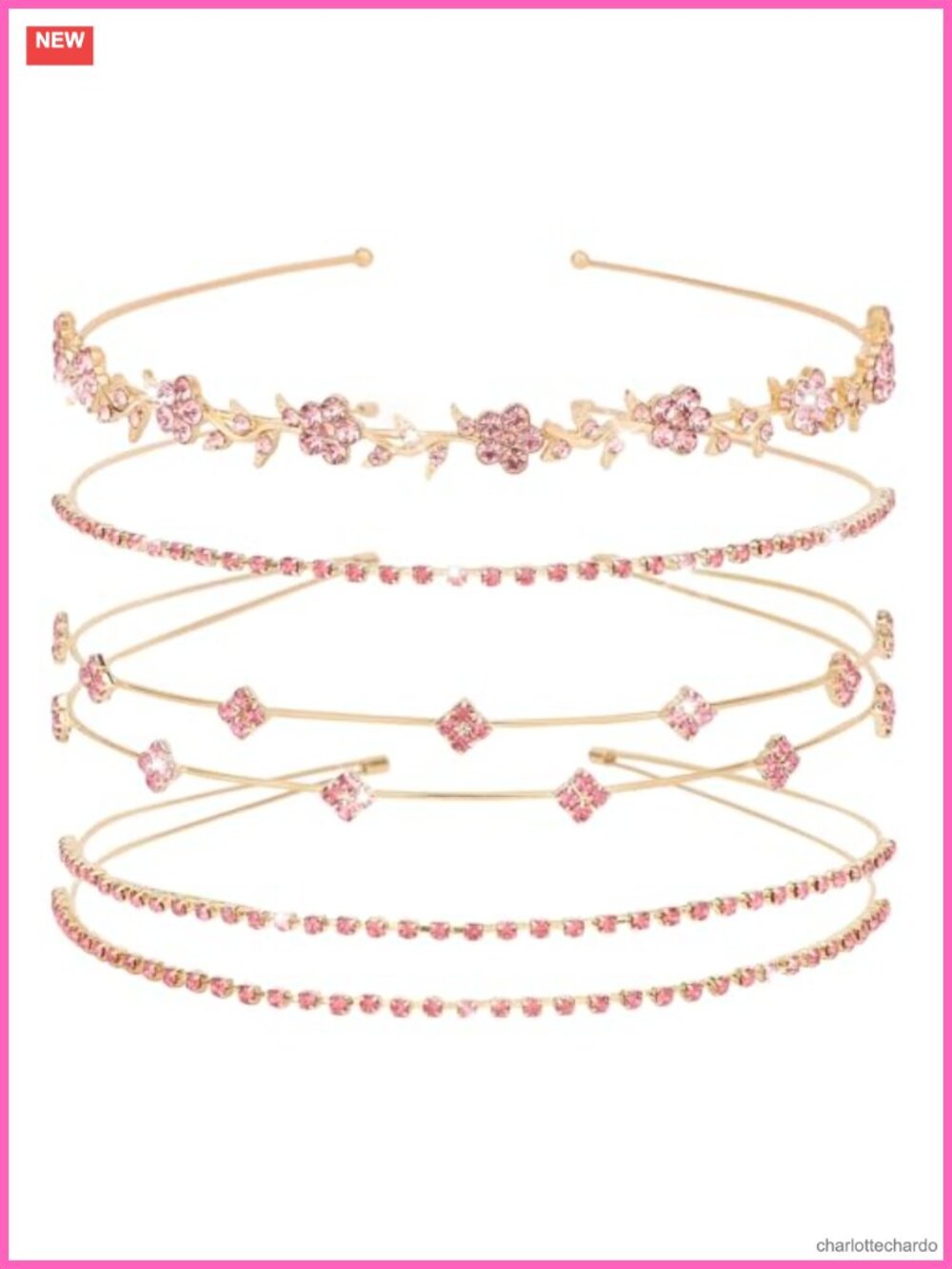 Rhinestone Headbands Set Gold Metal Hair Accessories for Women